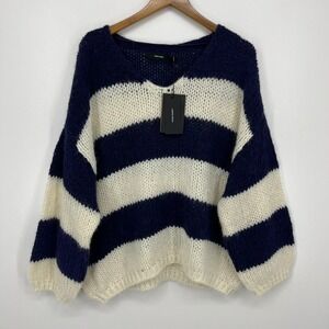 Vero Moda Knit Sweater Women's Size XL Blue Striped V-Neck Pullover New NWT